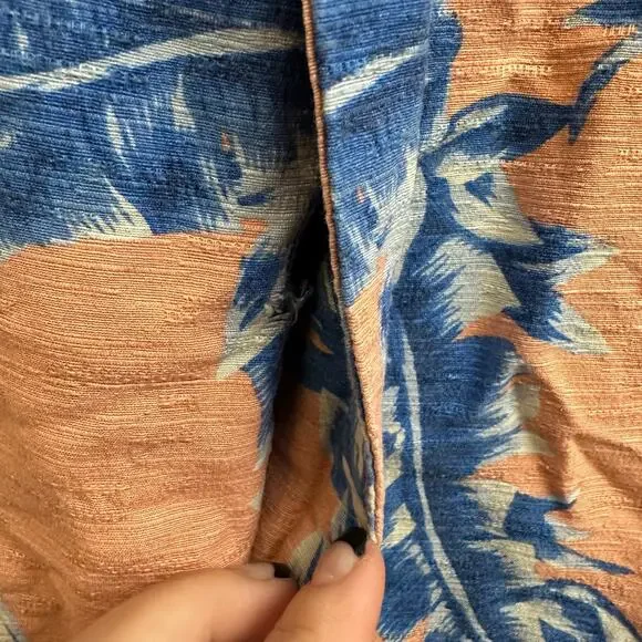 Caribbean Pure Silk Orange Blue Tropical Button Down Shirt Size XL *READ - Picture 3 of 7